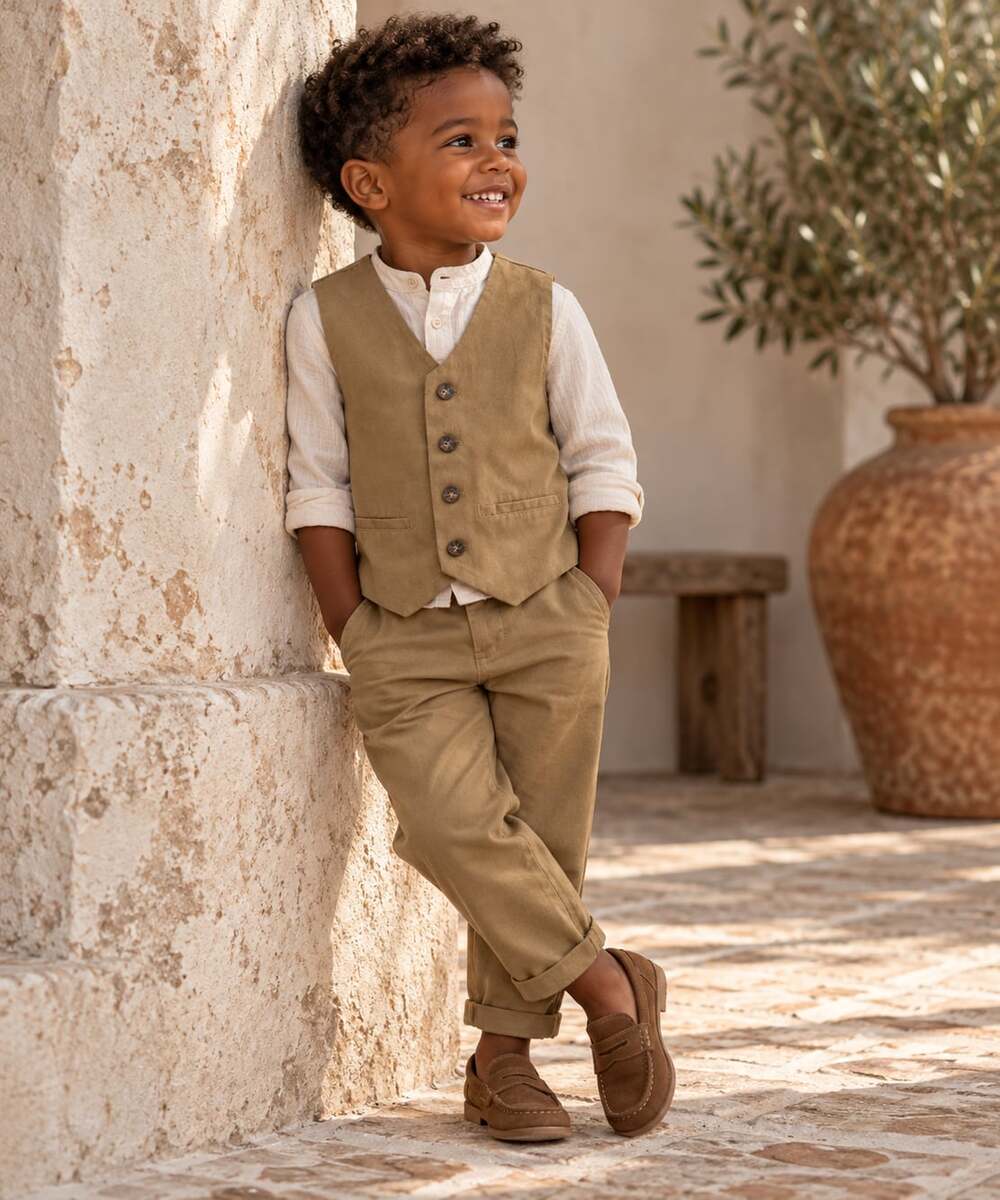 NWT Gymboree Boys Tan Khaki Vest Dress Pants 2 Piece Formal Outfit Set 3T